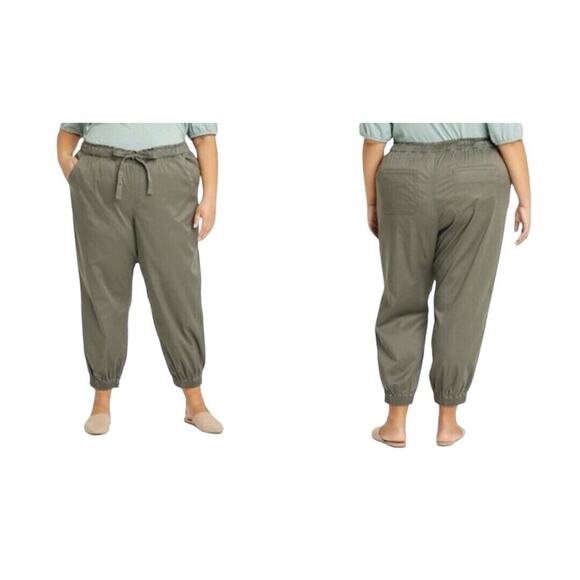 NEW Knox Rose Jogger Pants Joggers Womens Plus Size 1X Dusty Olive Elastic Waist - Picture 2 of 9